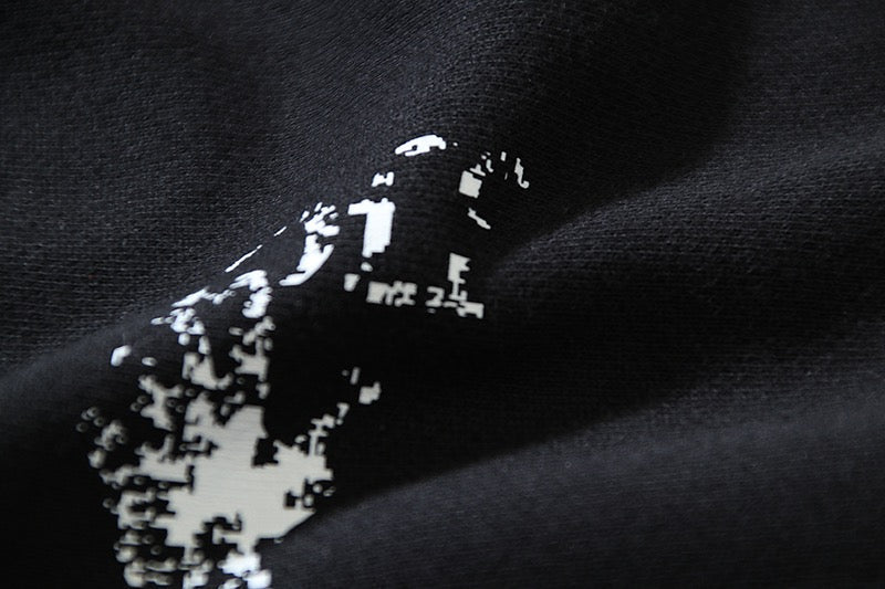 Black Cotton Scattered Print Crewneck - Men's