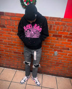 Black Cotton Print Pullover - Men's