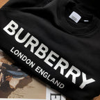 Black Cotton Diagonal Text Crewneck - Men's