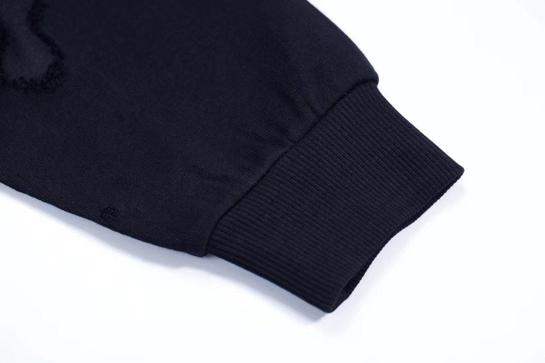 Black Cotton Logo Pullover - Men's