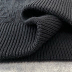 Black Wool Cable Crewneck - Men's