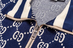 Navy Knit Monogram Track - Men's