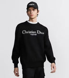 Black Wool Text Logo Crewneck - Men's