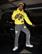 Yellow Cotton Star Print Pullover - Men's