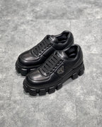 Black Leather Lug-Sole Chunky - Men's