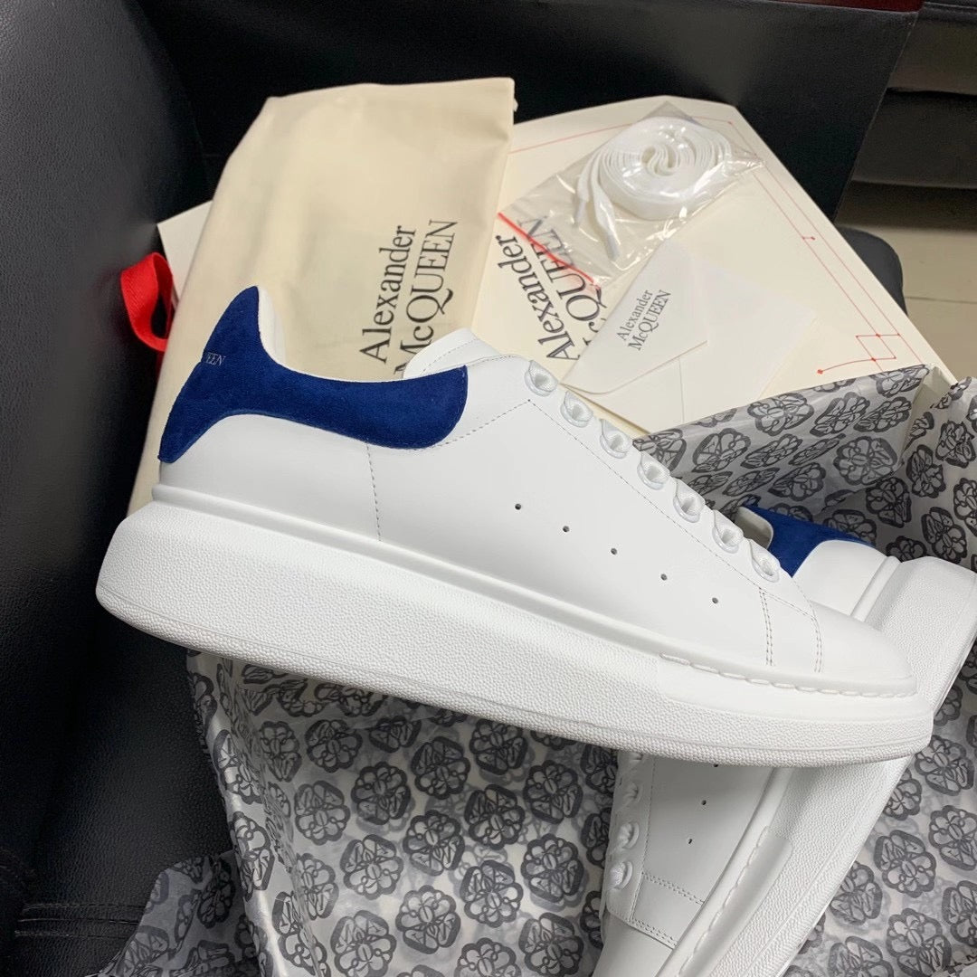 Oversized Blue Suede Tab Sneakers