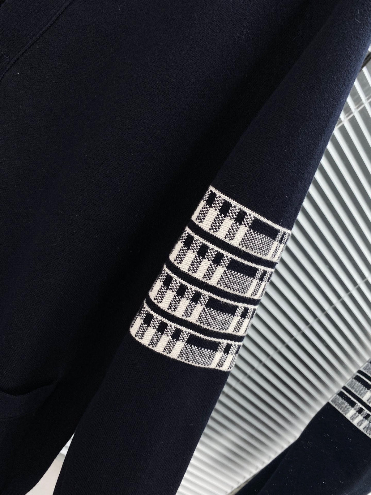 Grey Wool Bar Stripe Cardigan - Men's