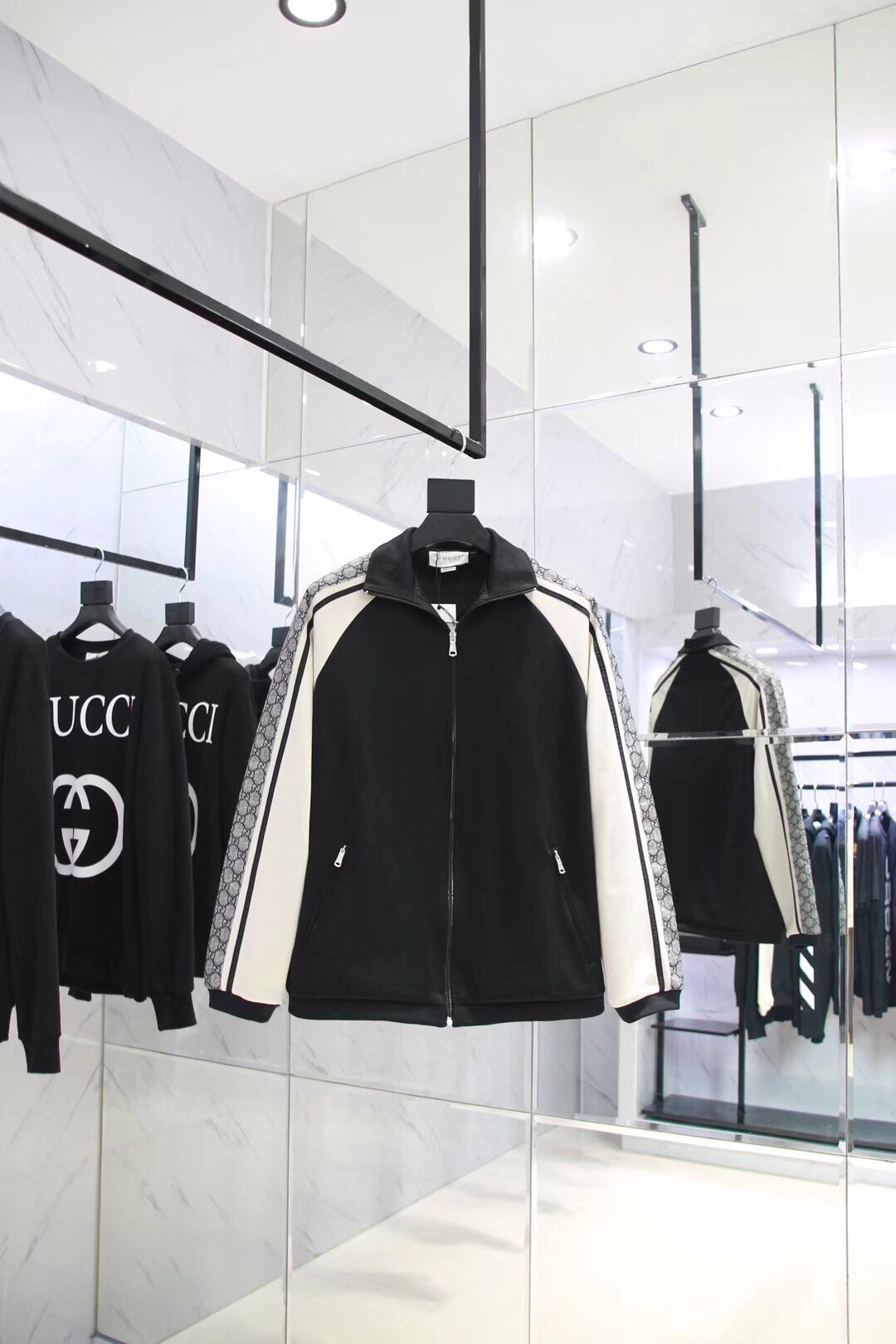 Black Jersey Contrast Panel Track - Men's