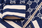 Navy Knit Monogram Track - Men's