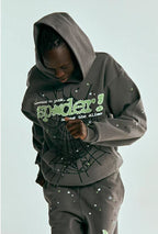 Grey Cotton Web Print Pullover - Men's
