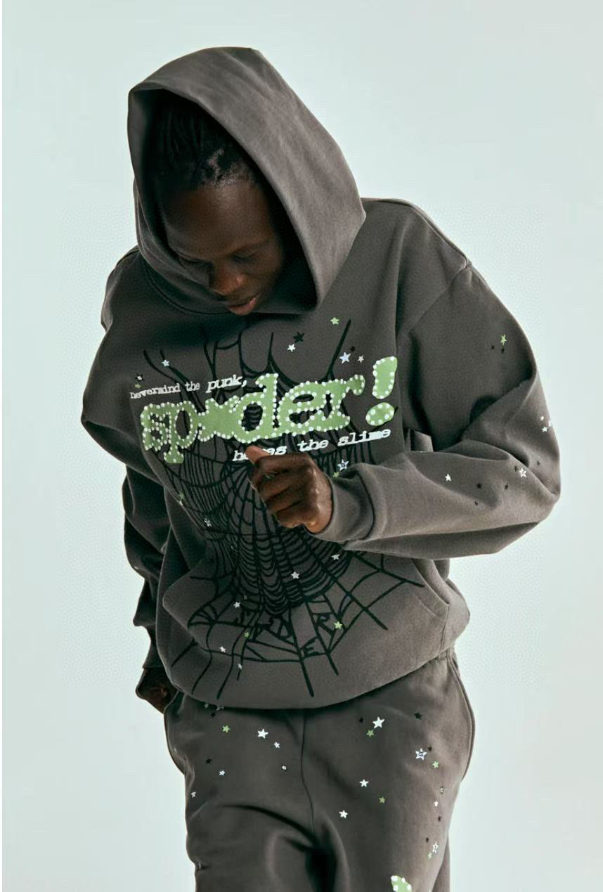 Grey Cotton Web Print Pullover - Men's