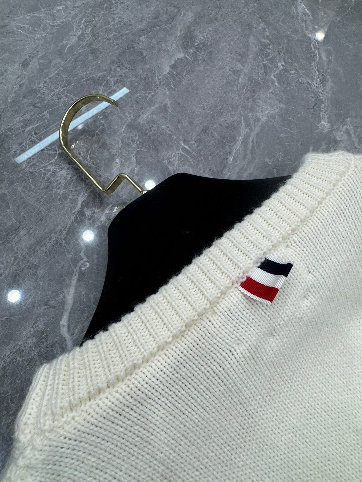 4-Bar Crewneck Navy Sweater - Men's