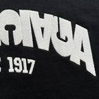 Black Cotton Varsity Text Pullover - Men's