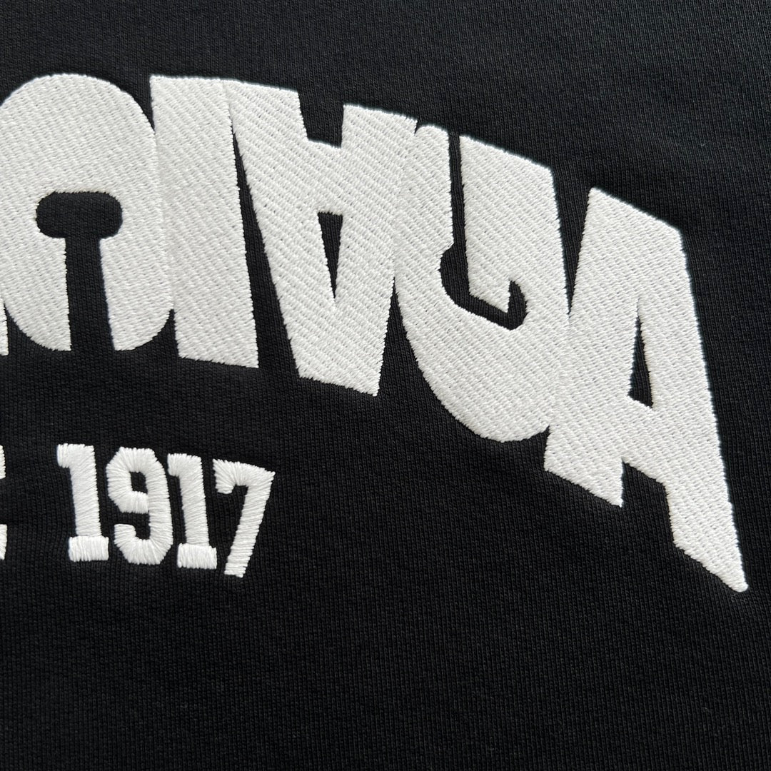 Black Cotton Varsity Text Pullover - Men's
