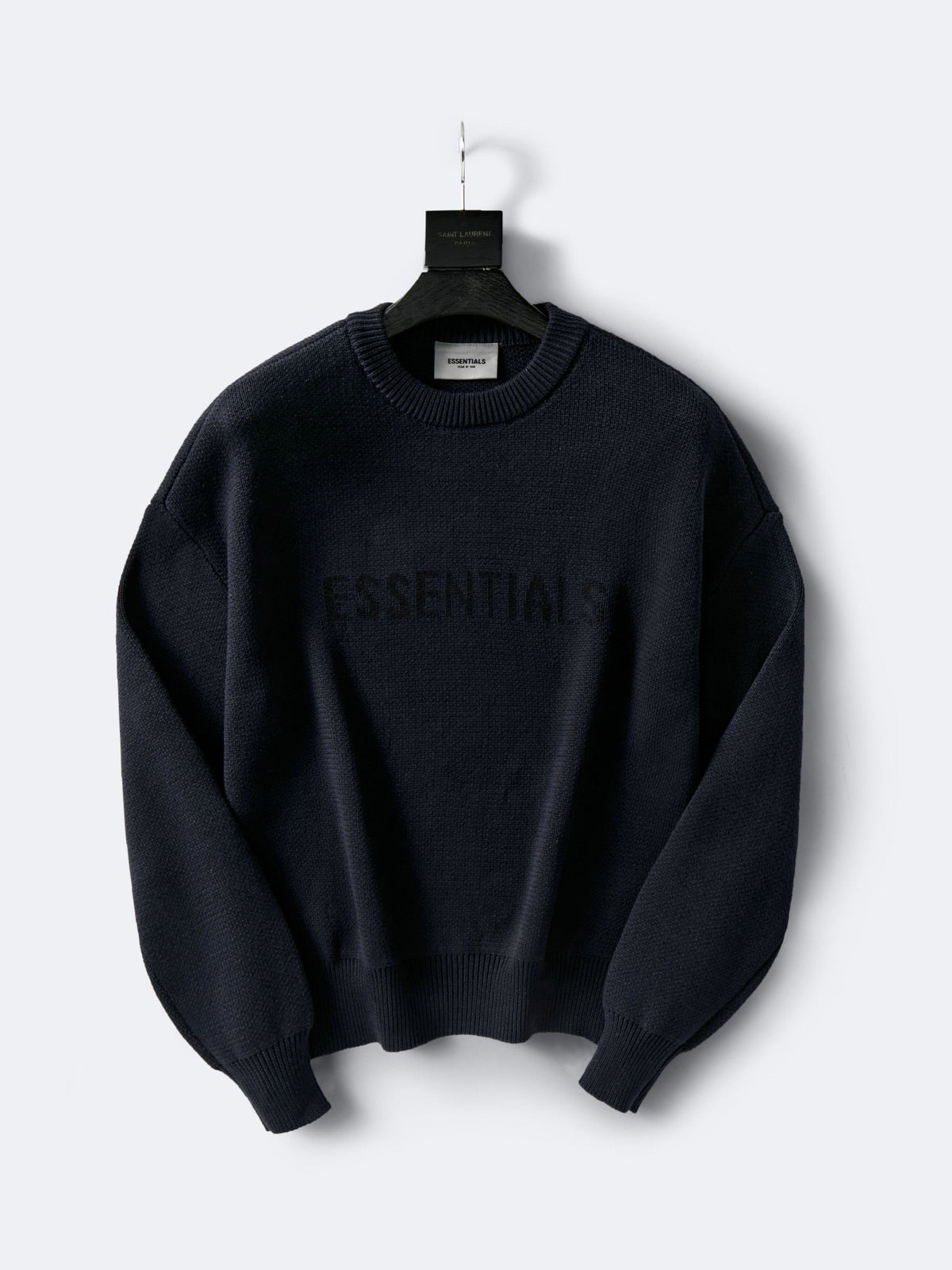 Cream Wool Text Logo Crewneck - Men's