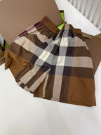 Brown Cotton Check Drawstring - Men's