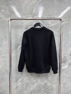 Navy Cotton Embossed Text Crewneck - Men's
