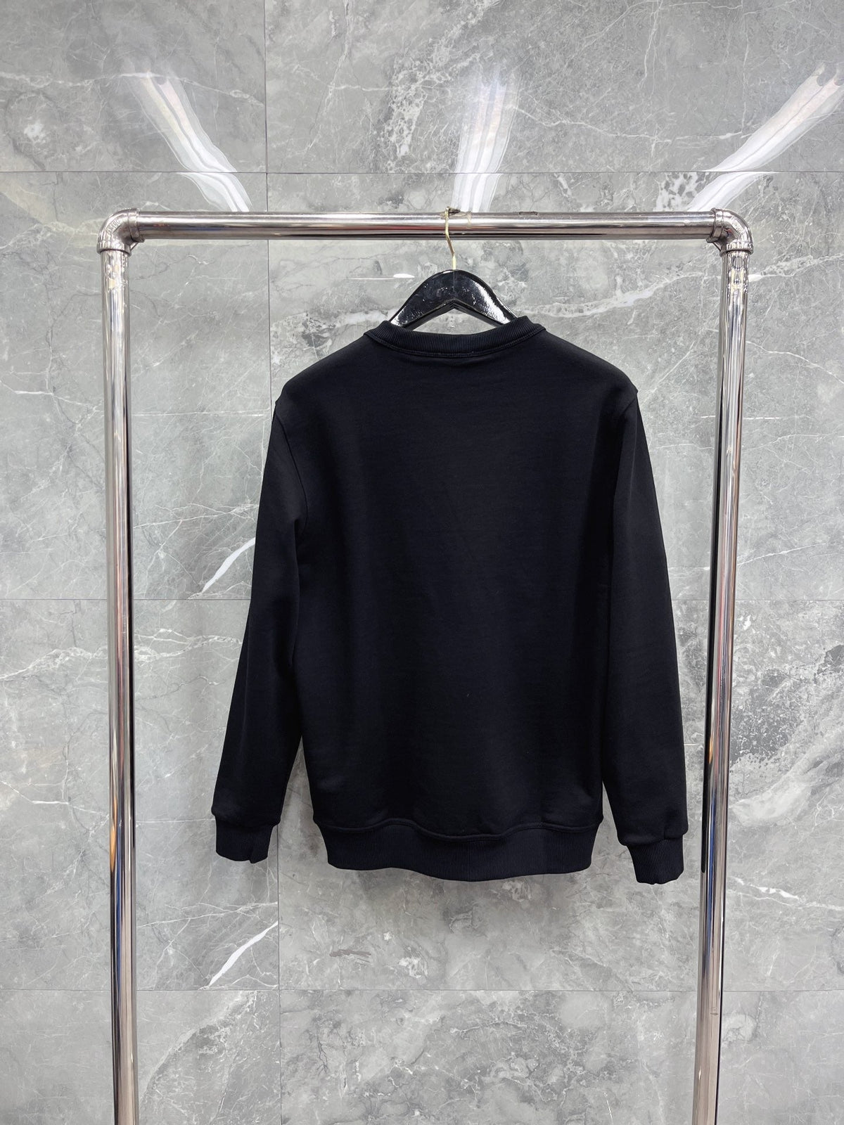 Navy Cotton Embossed Text Crewneck - Men's