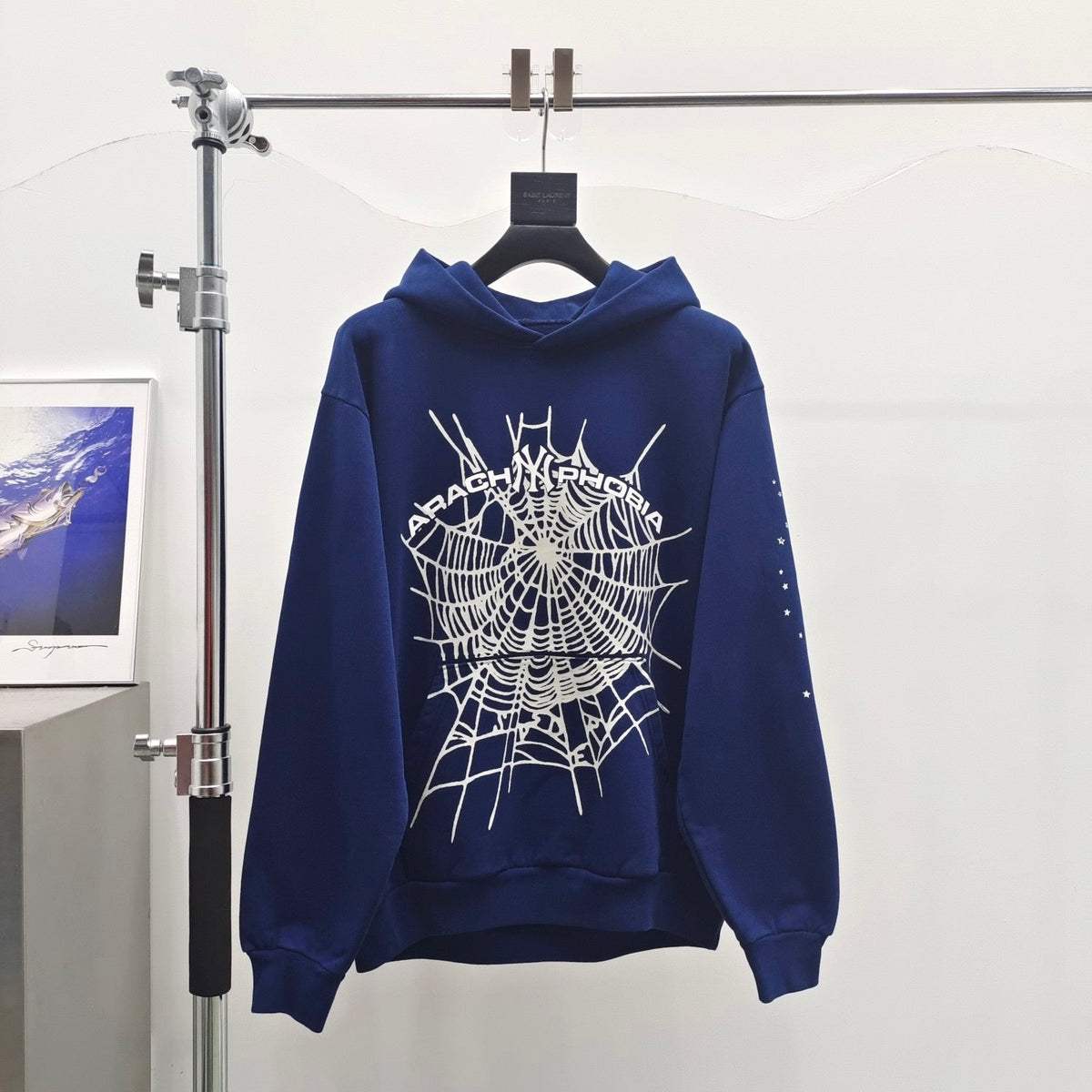 Navy Cotton Web Print Pullover - Men's