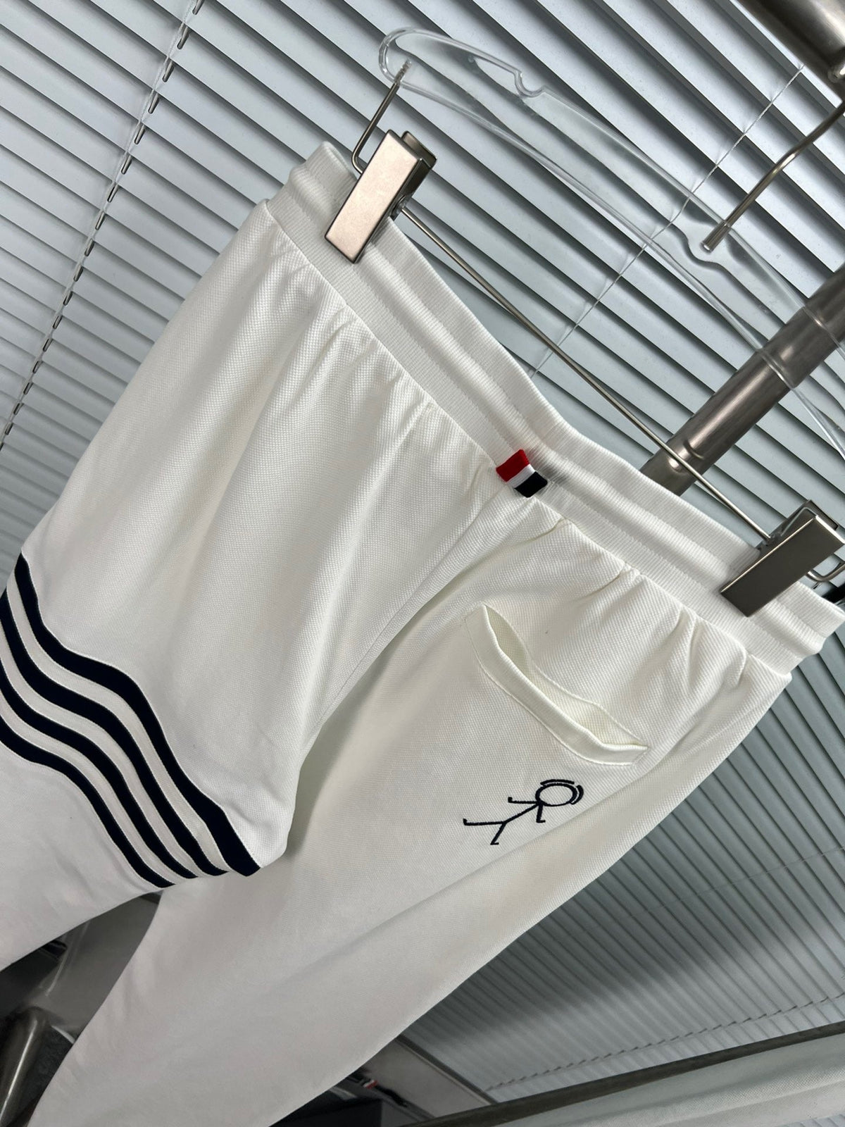Navy Cotton Bar Stripe Joggers - Men's