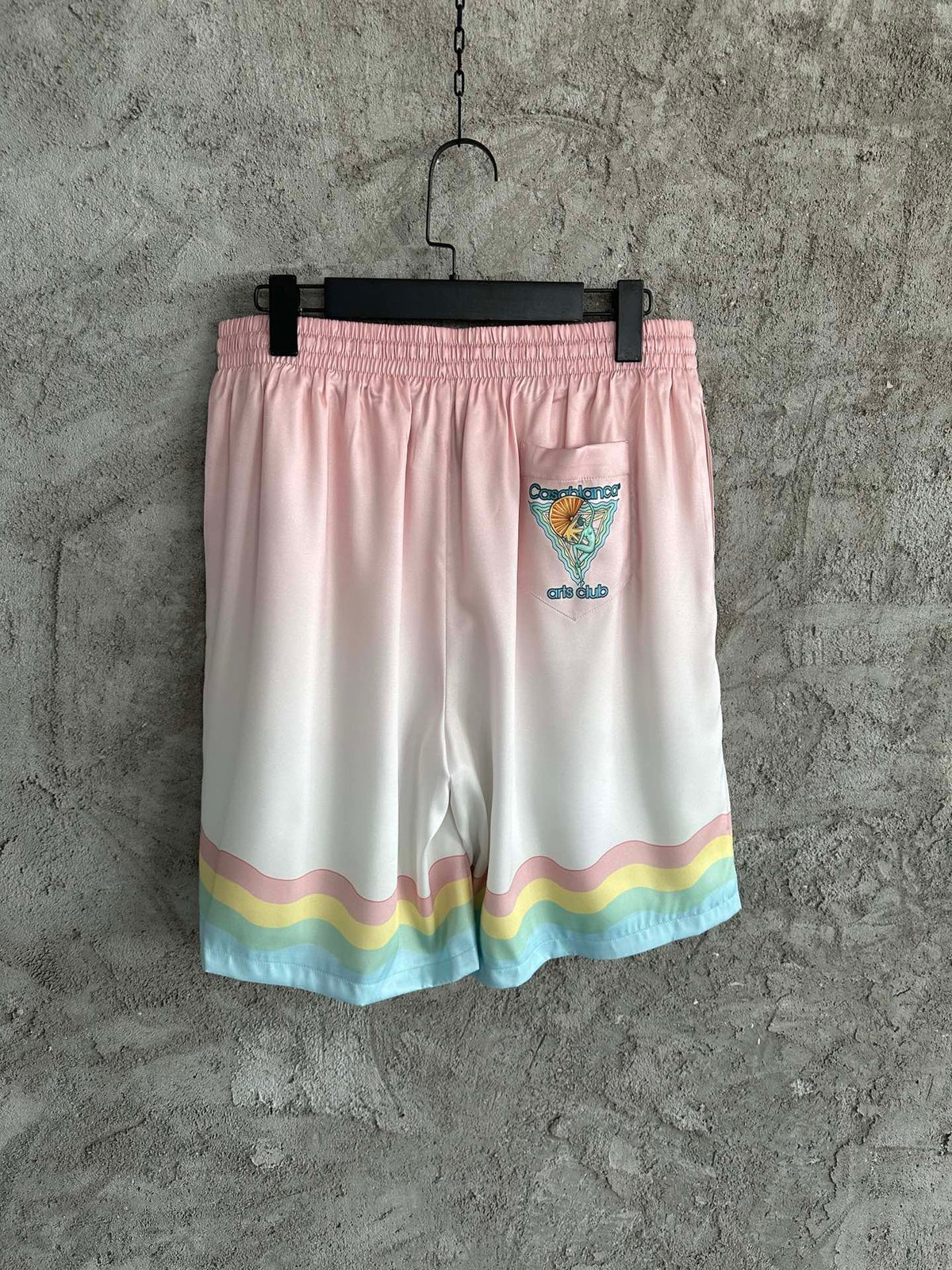 Pastel Wave Hem Silk Shorts - Men's