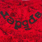 Red Cotton Web Print Joggers - Men's