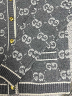 Black Jacquard Monogram Cardigan - Men's