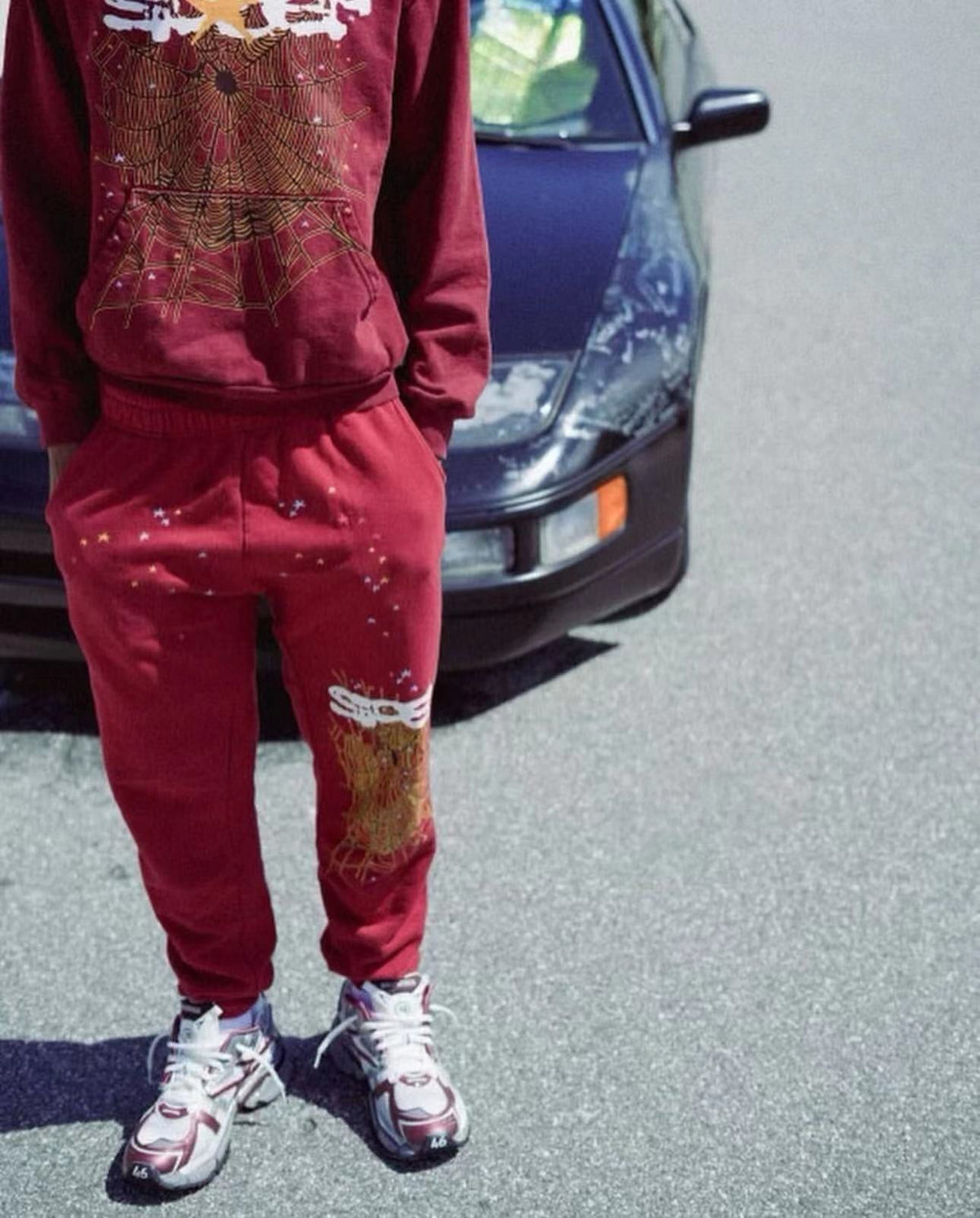 Green Cotton Web Graphic Joggers - Men's