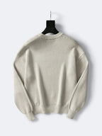Cream Wool Text Logo Crewneck - Men's