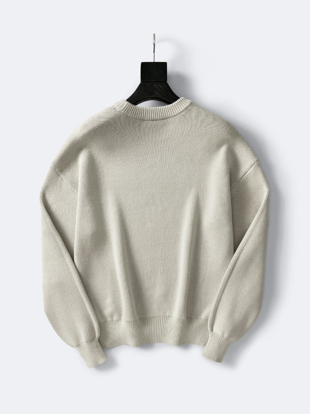 Cream Wool Text Logo Crewneck - Men's