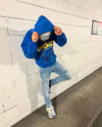 Blue Cotton Graphic Pullover - Men's