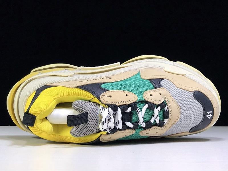 Triple S Beige and Teal Sneakers