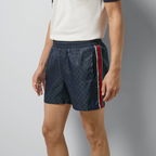 GG jacquard nylon swim shorts – these jacquard nylon have a GG pattern and grosgrain Web stripe – LUX VERSE Luxury Designer Fashion Outlet