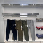 Olive Cotton Text Print Joggers - Men's