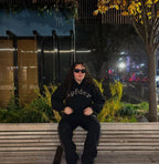 Black Cotton Embellished Pullover - Men's
