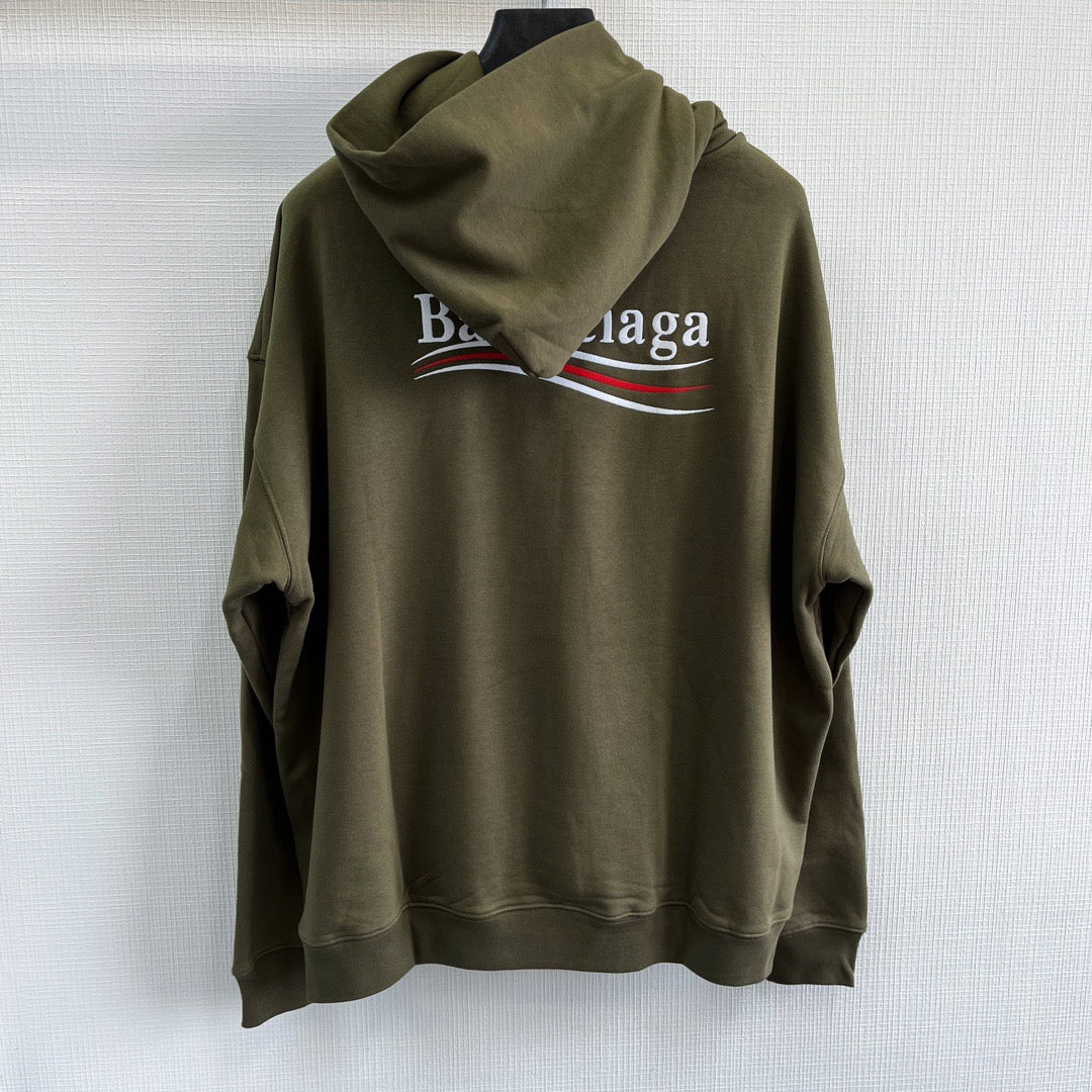 Olive Cotton Chest Logo Pullover - Men's