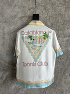 Embroidered Crest Silk Shirt - Men's