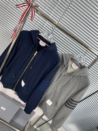 Navy Cotton Plain Zip-Through - Men's