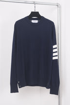 Grey Wool Four-Bar Crewneck - Men's