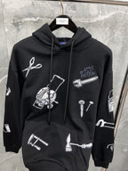 Black Cotton Print Zip-Through - Men's