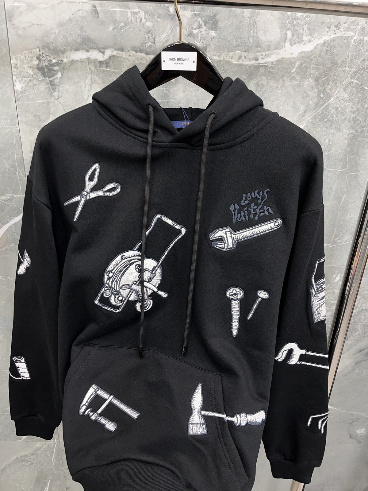 Black Cotton Print Zip-Through - Men's