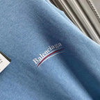 Blue Cotton Chest Logo Pullover - Men's