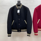 Navy Wool Contrast Trim Varsity - Men's
