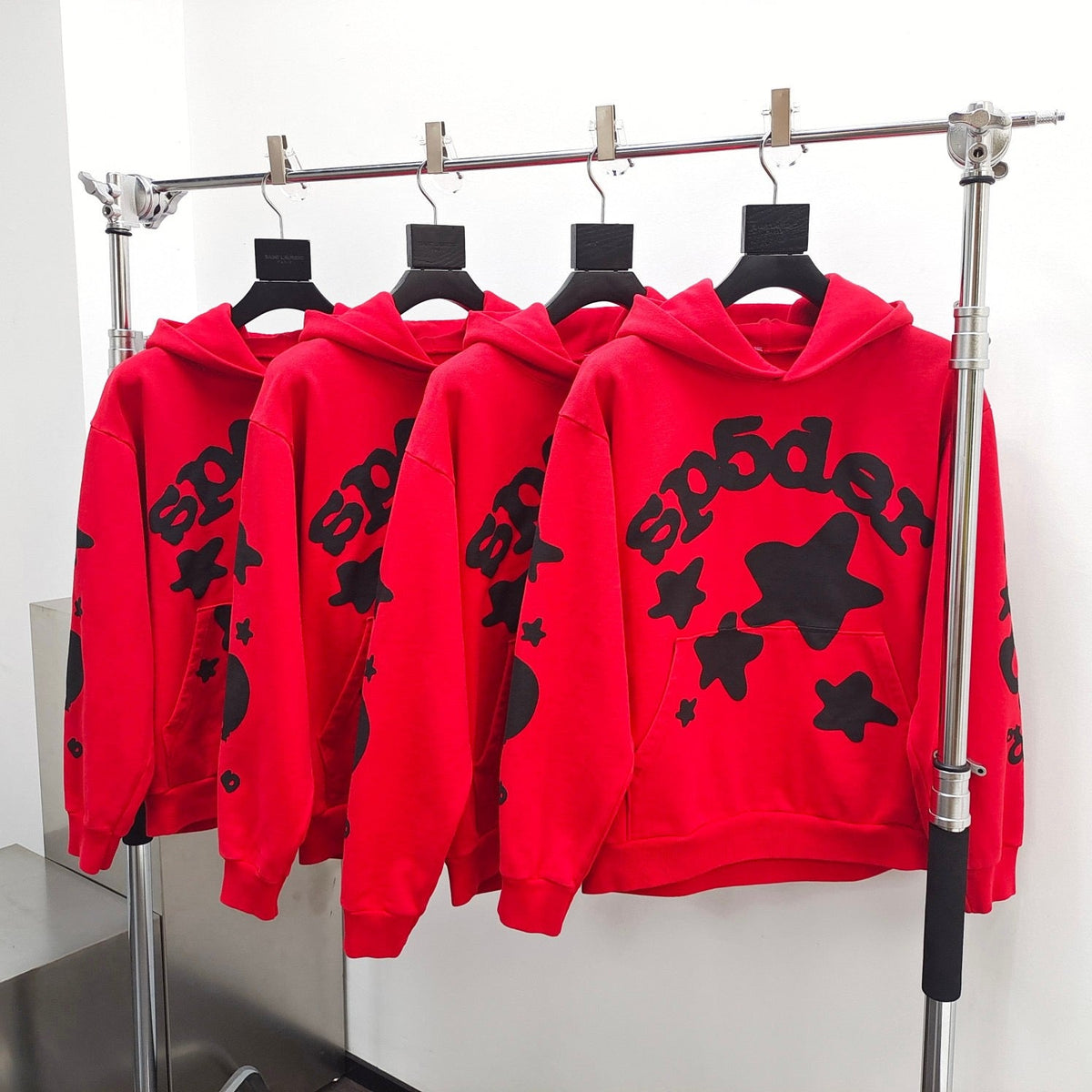 Red Cotton Star Print Pullover - Men's