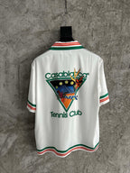 Green and Red Trim Silk Shirt - Men's