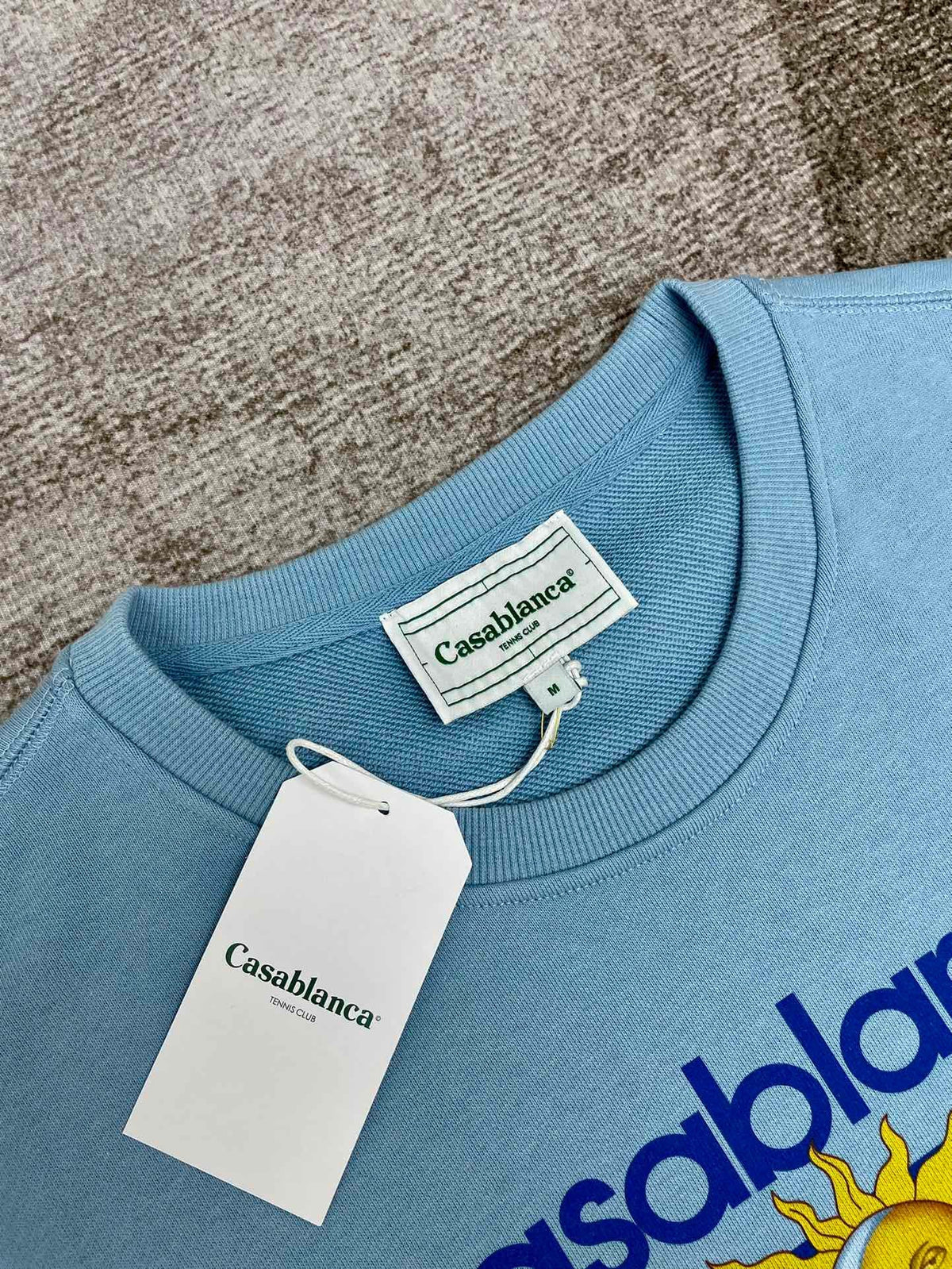 Blue Cotton Sun Graphic Crewneck - Men's