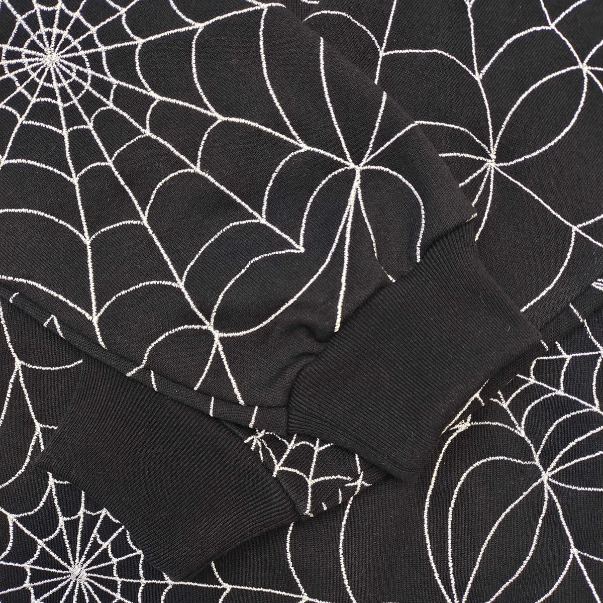 Black Cotton Web Print Pullover - Men's