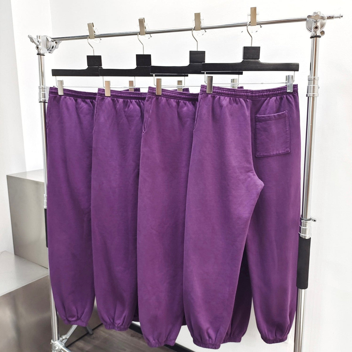 Purple Cotton Tonal Text Joggers - Men's