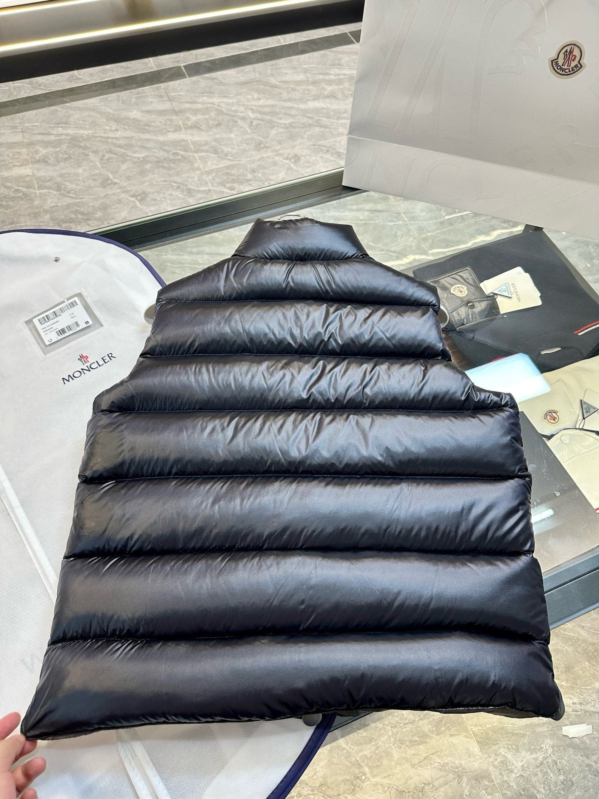 Black Nylon Glossy Gilet - Men's
