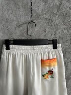 Cream Cotton Gradient Hem Drawstring - Men's
